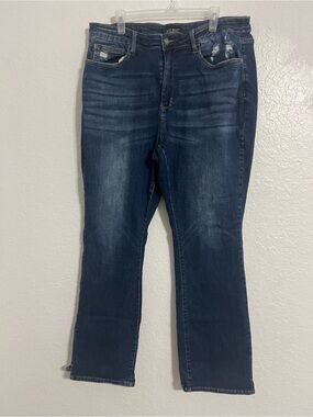Judy Blue 22W Boot Cut Super Stretch Destroyed Pockets Blue Jeans # 613